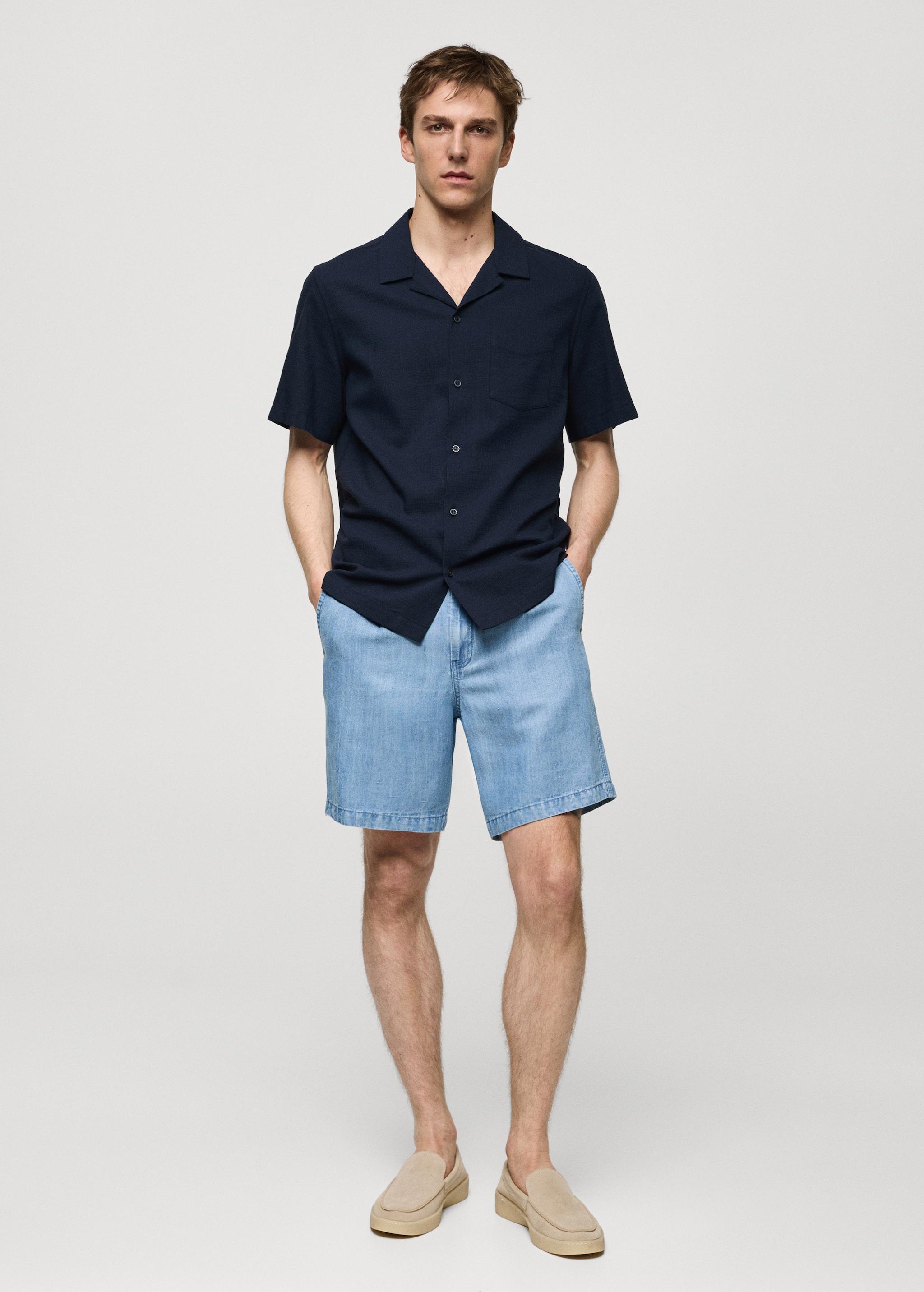 Hemp and lyocell-blend pleated bermuda shorts - Men | MANGO USA Product Image