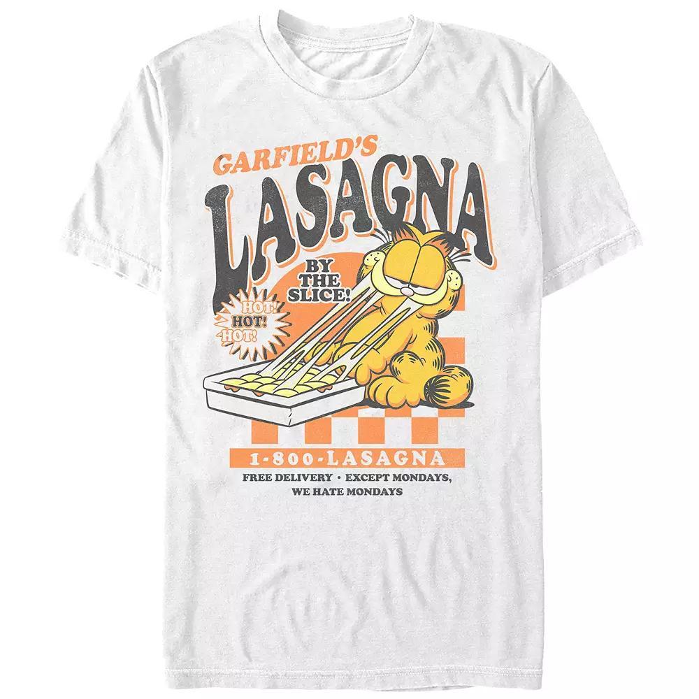 Men's Garfield's Lasagna By The Slice Graphic Tee, Size: Medium, White Product Image