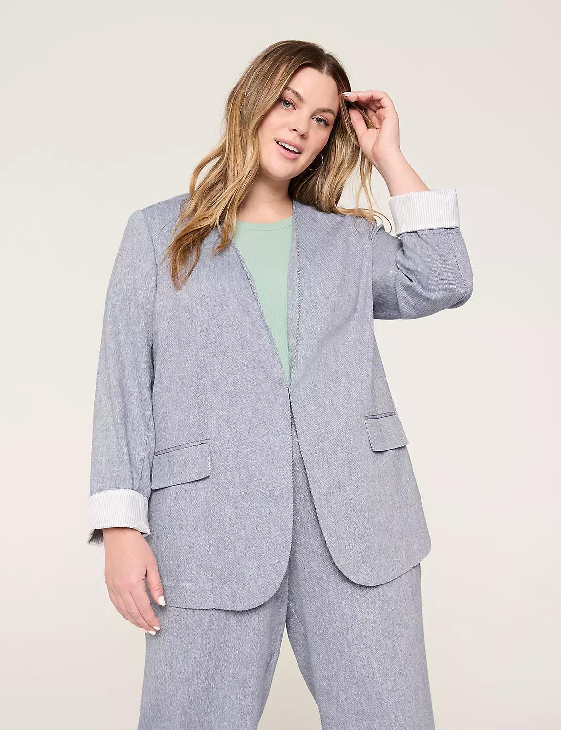 Twill Collarless Blazer Product Image