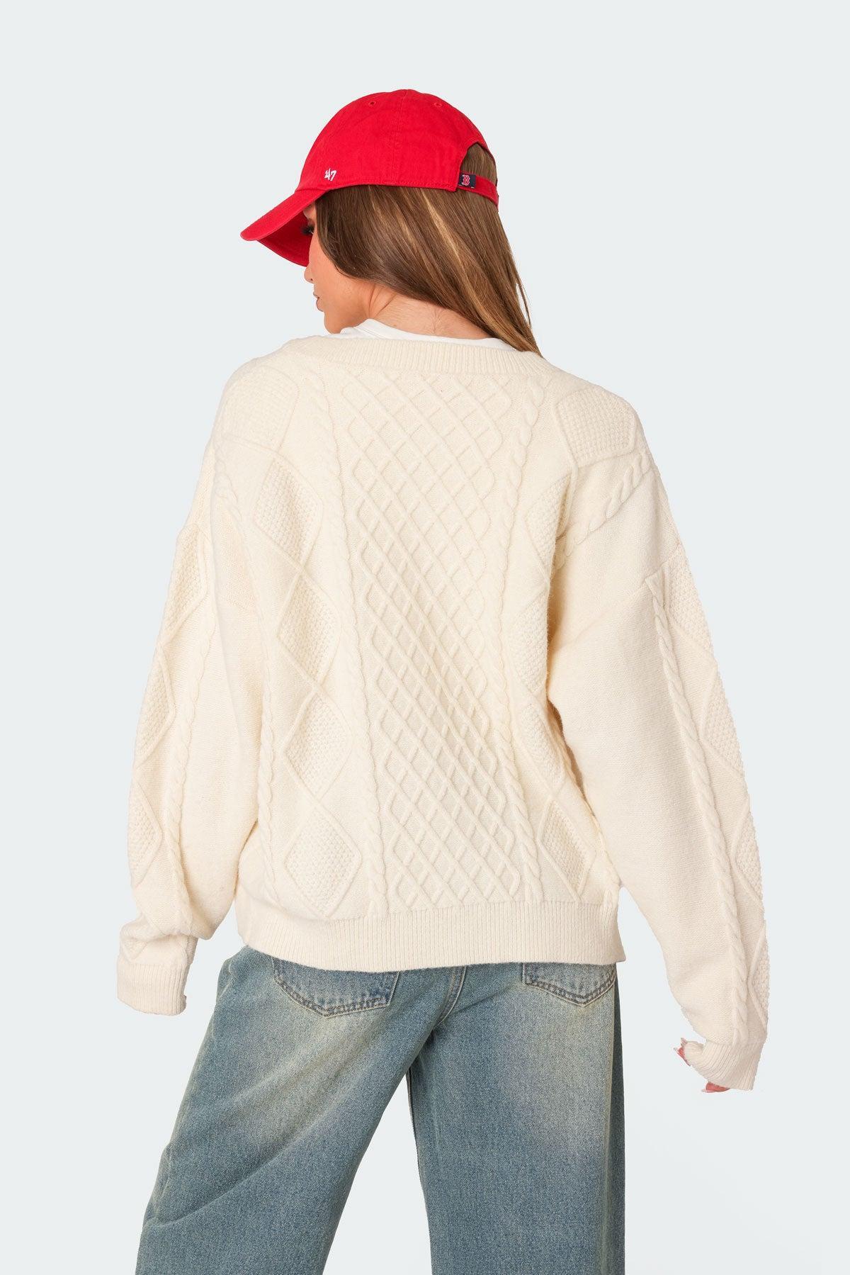 Rory Oversized Cable Knit Cardigan Product Image