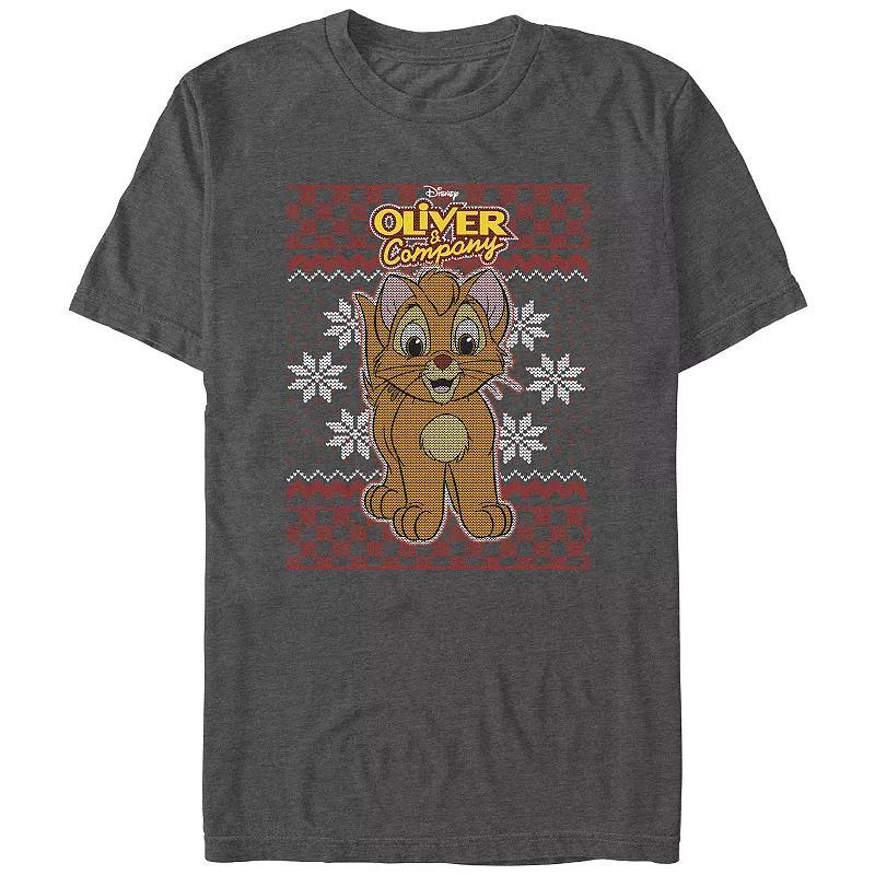 Big & Tall Oliver And Company Christmas Sweater Graphic Tee, Mens Grey Heather Product Image