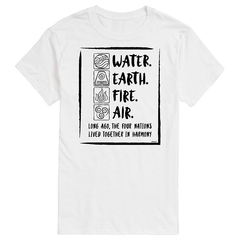 Big & Tall The Last Airbender Water Fire Earth Air Graphic Tee, Men's, Size: Large Tall, White Product Image