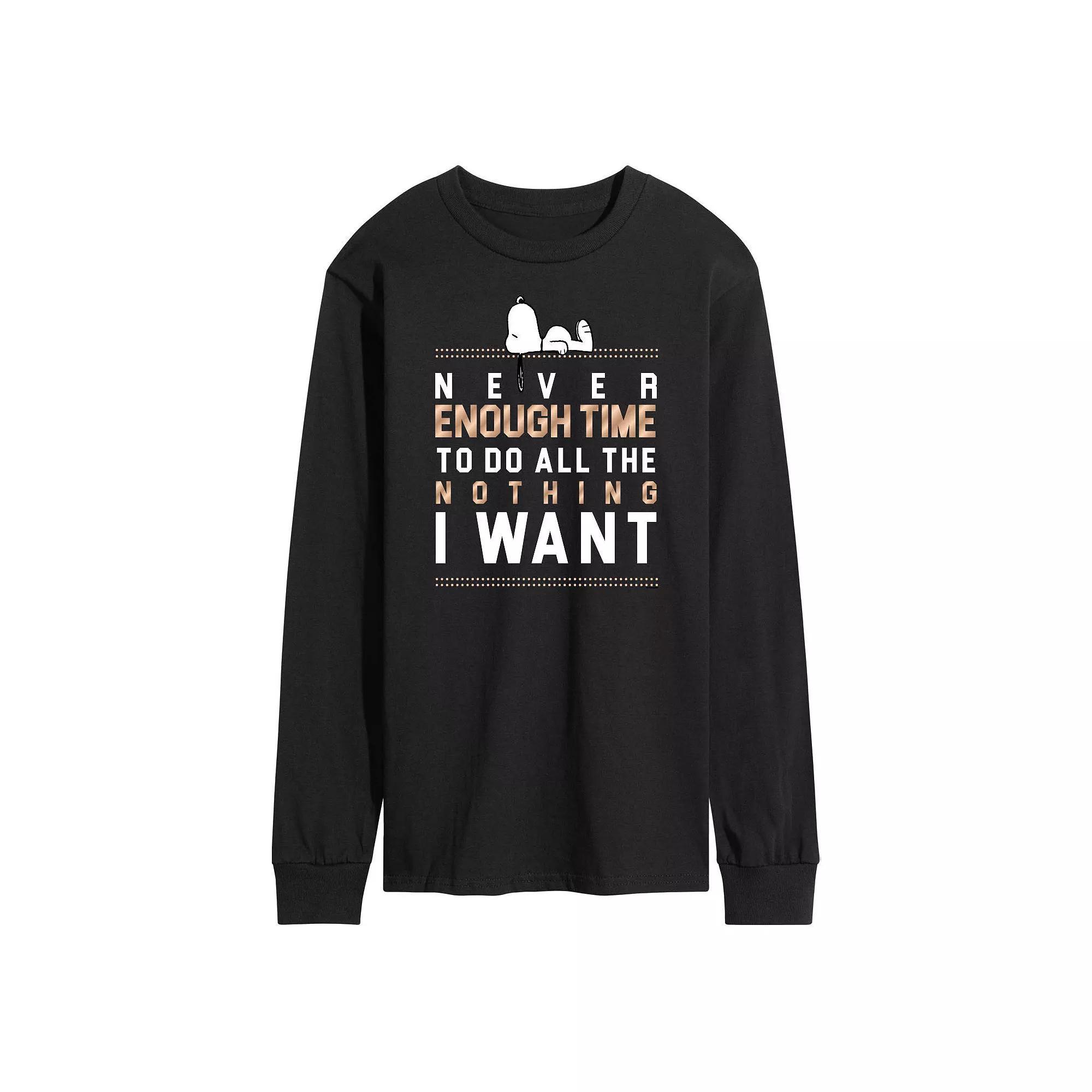 Men's Peanuts Enough Time Long Sleeve Graphic Tee,  Product Image