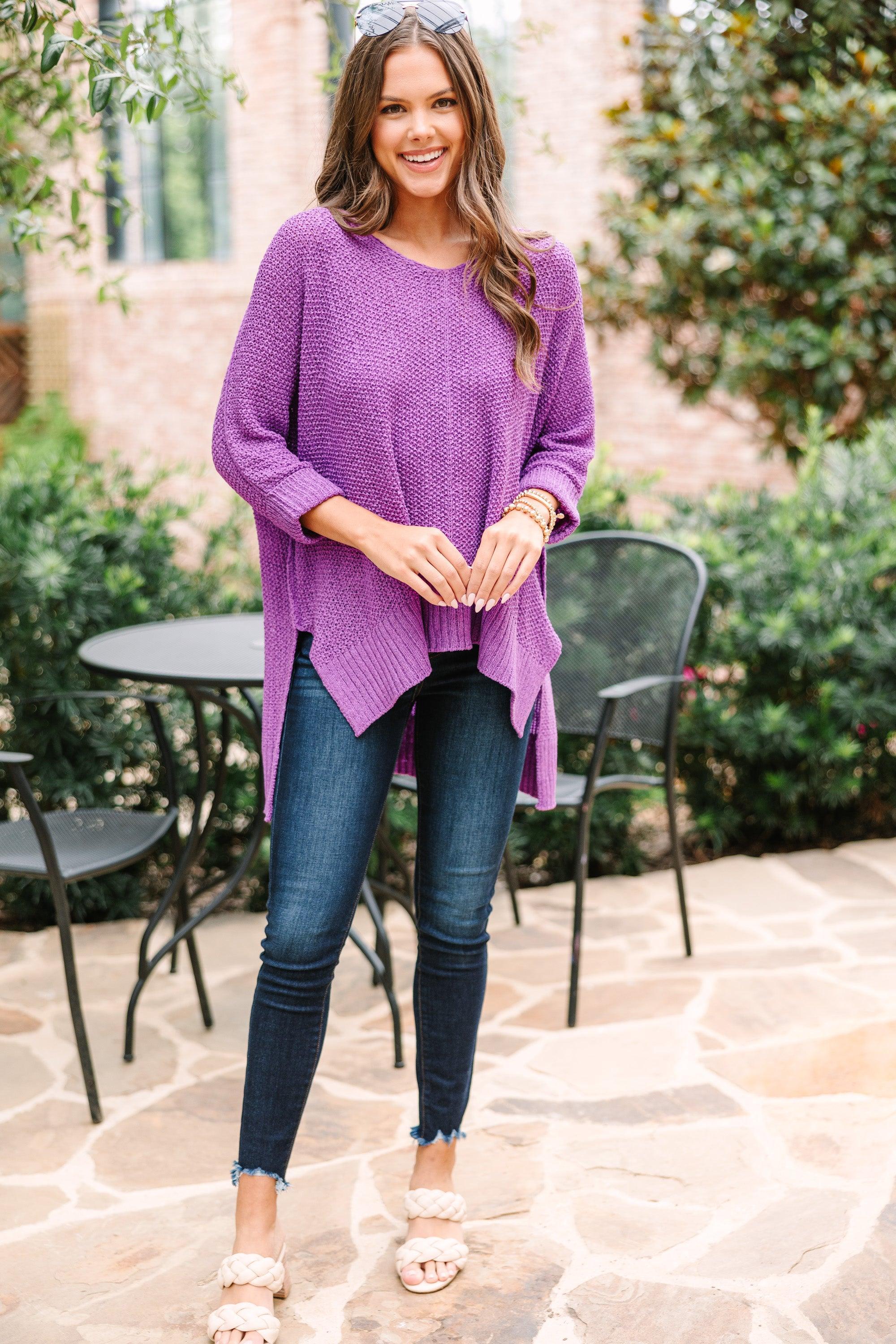 Don't Waste A Moment Purple Oversized Sweater Female Product Image