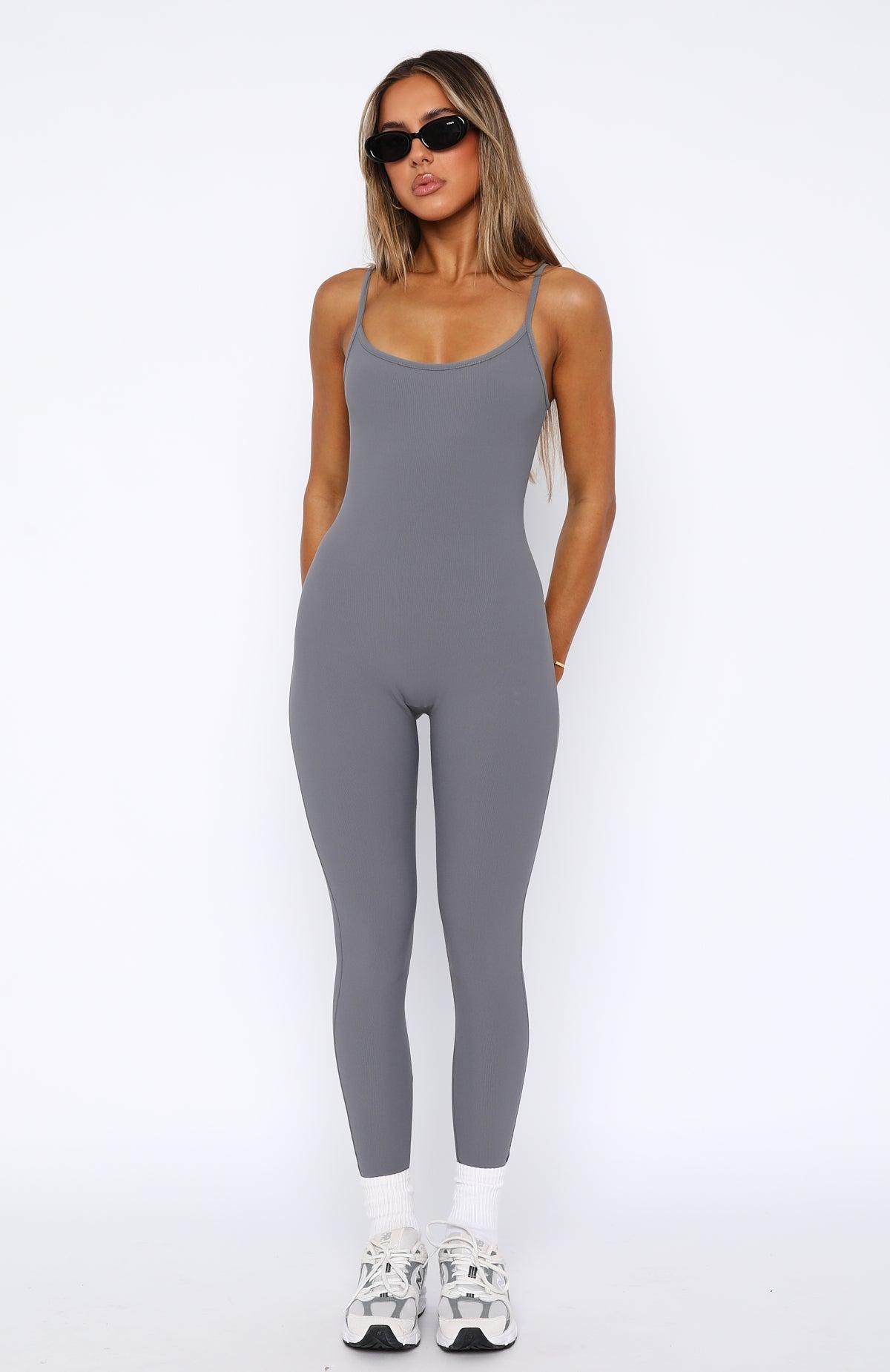 Life Is Short Ribbed Jumpsuit Charcoal Product Image