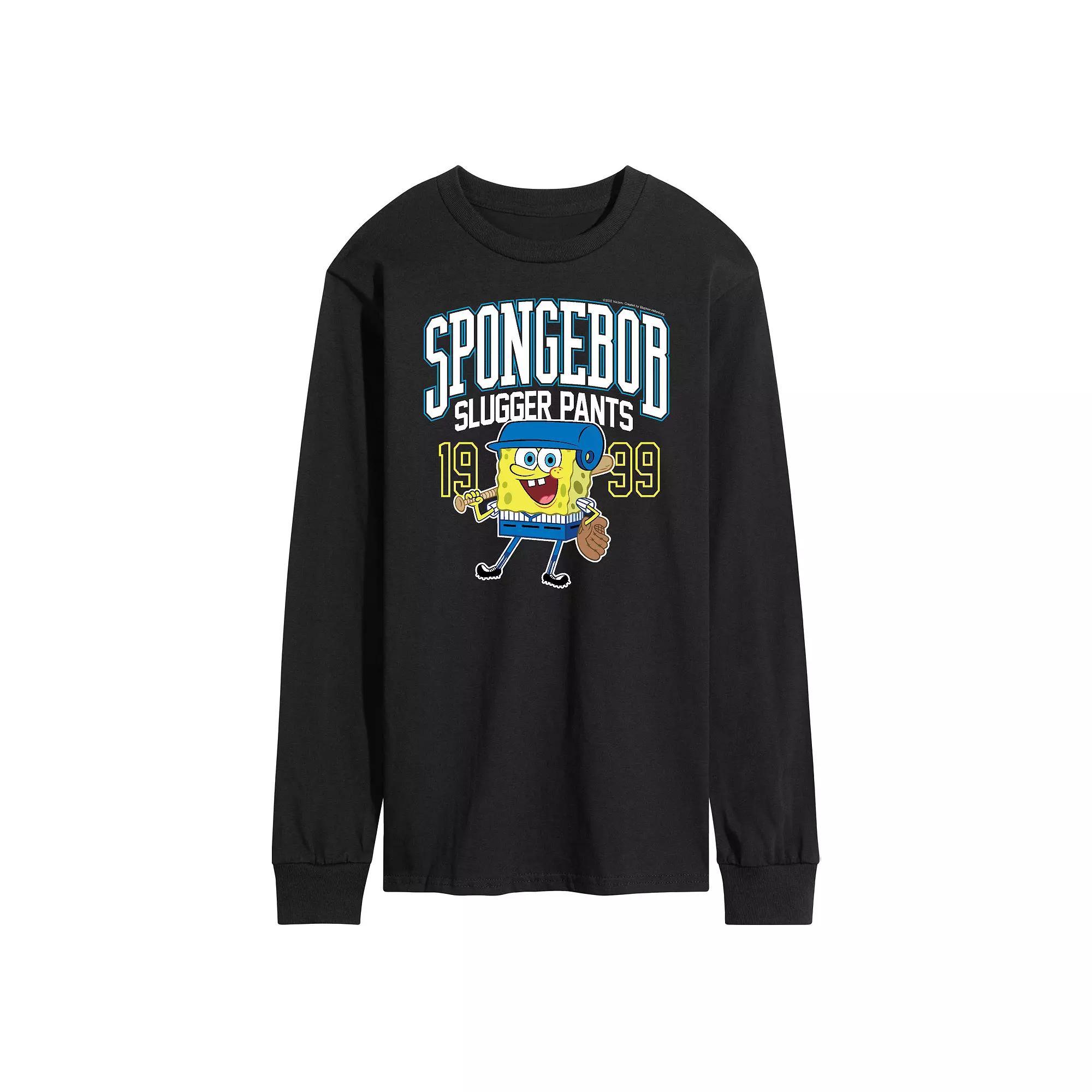 Men's Nickelodeon SpongeBob SquarePants Slugger Pants Long Sleeve Graphic Tee,  Product Image