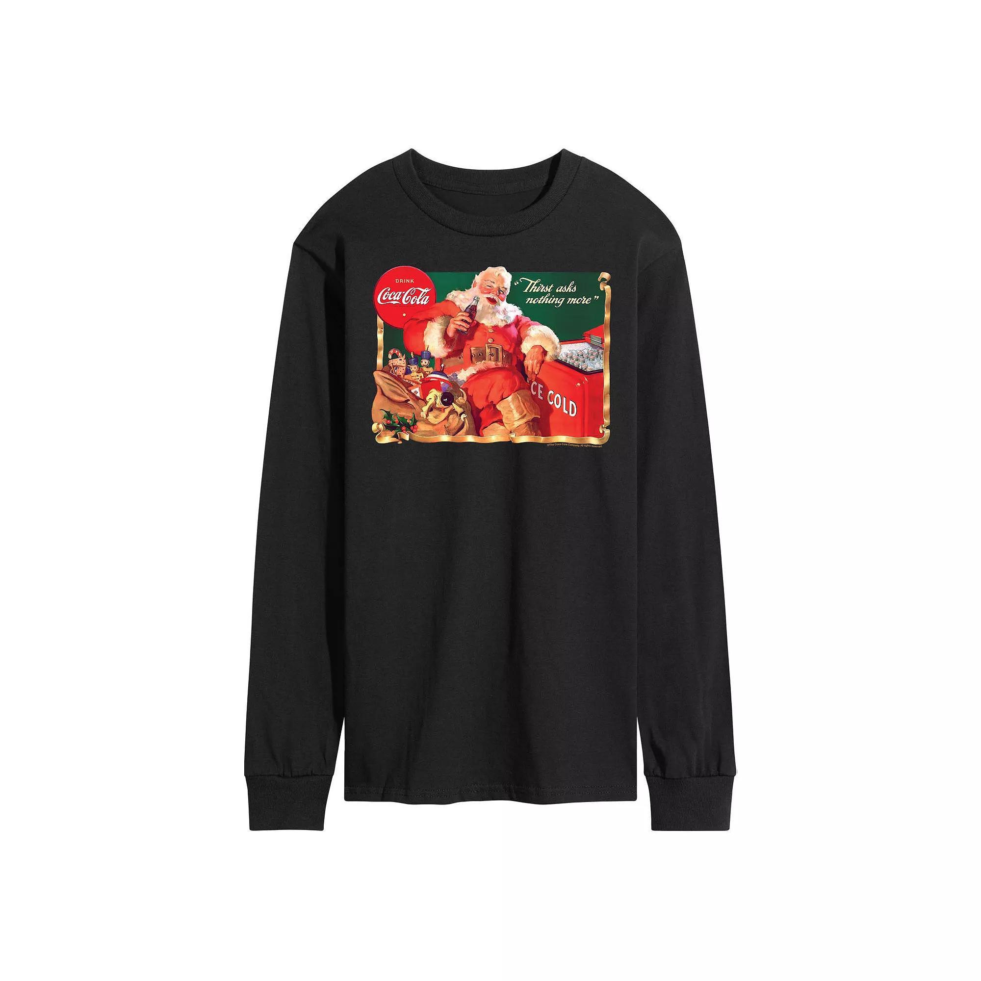 Men's CocaCola Vintage Santa Long Sleeve Graphic Tee,  Product Image