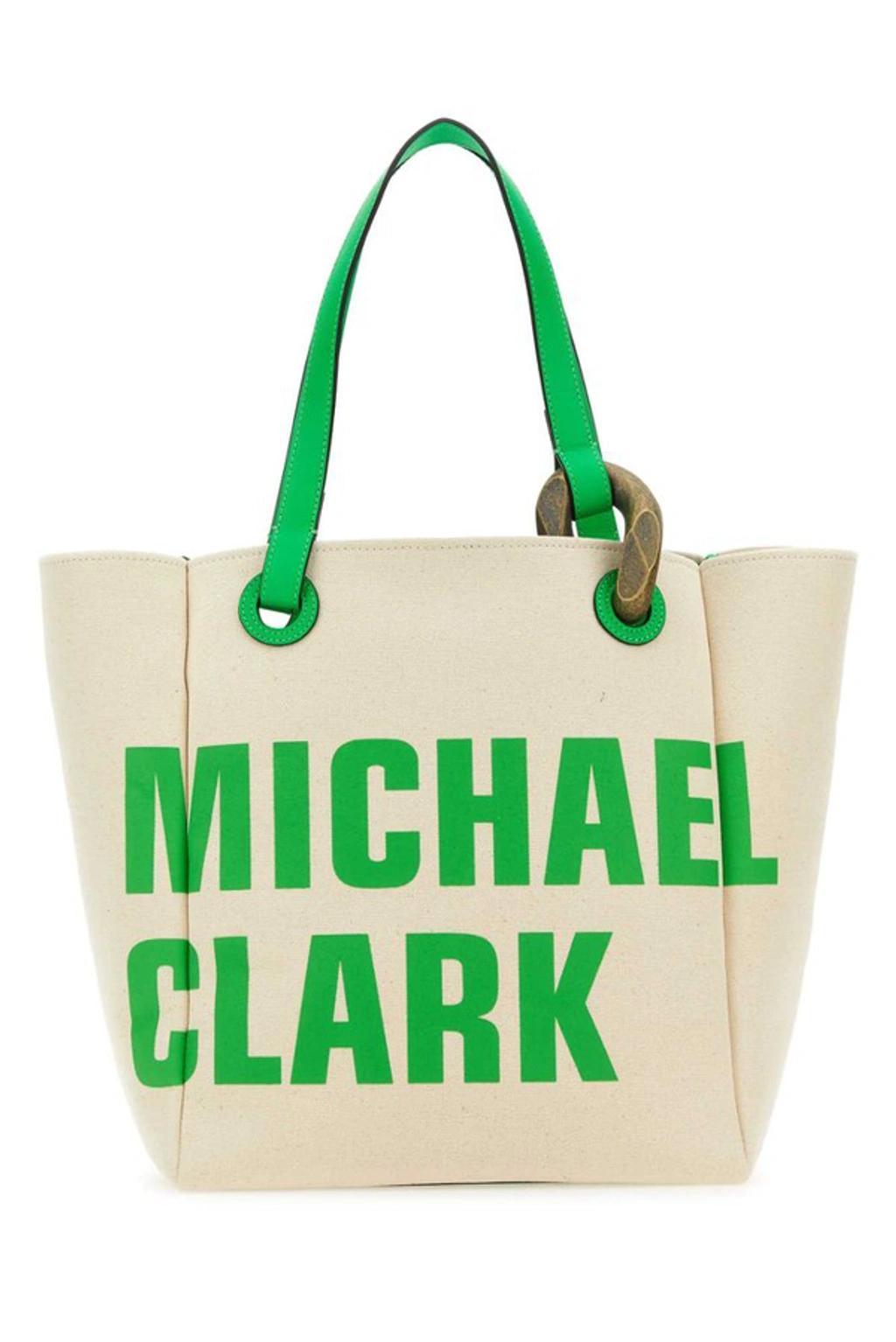 JW ANDERSON Michael Clark Tote Bag In White/ Green Product Image