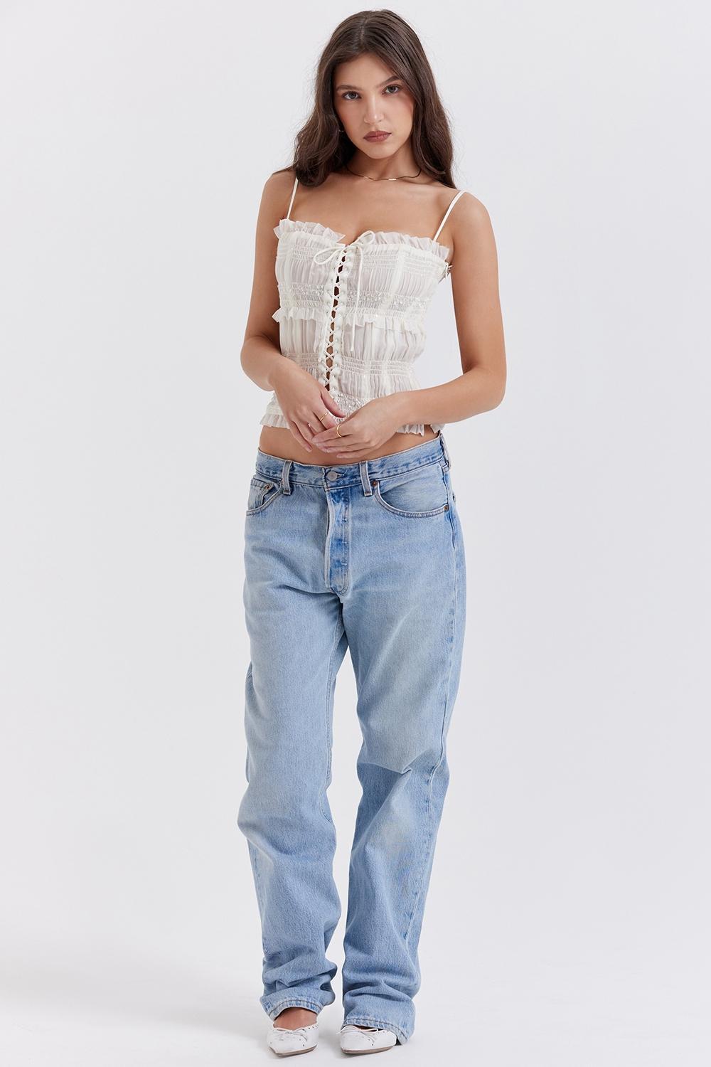 Lula Ivory Sequin Pleat Corset Product Image