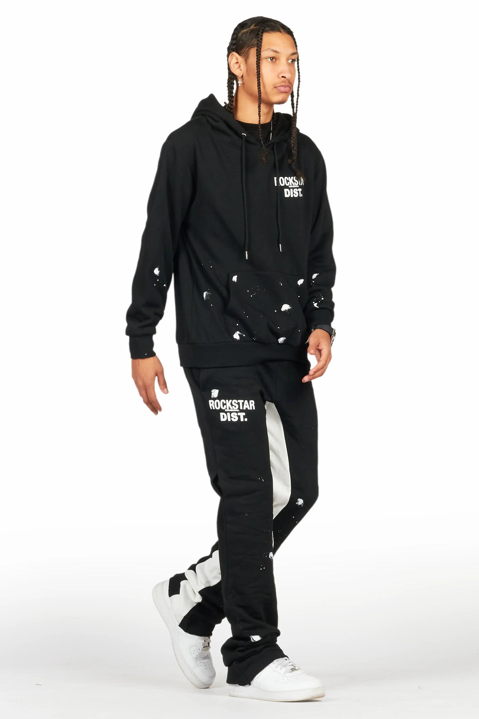 Raffer Black/White Hoodie Baggy Fit Pant Track Set Male Product Image