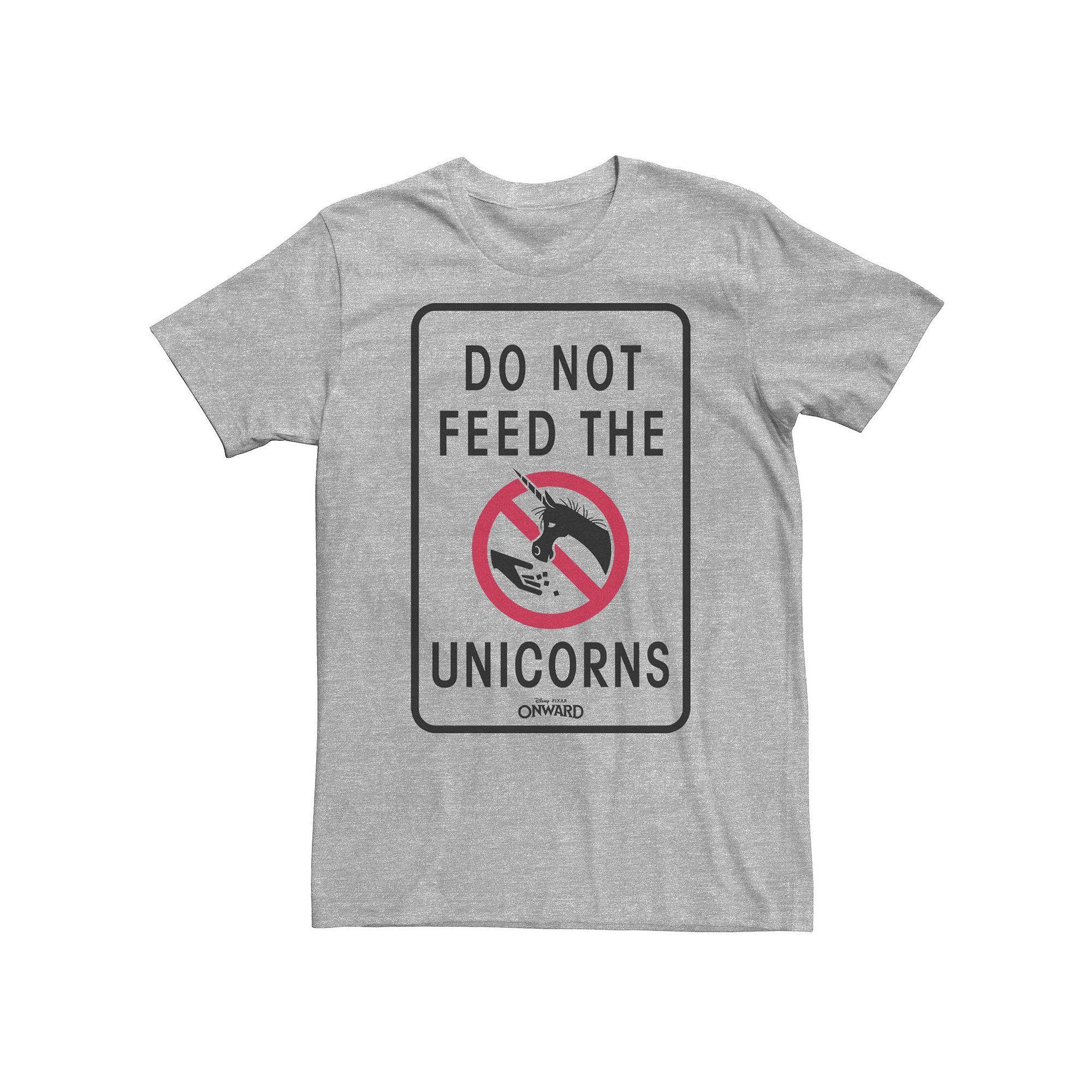 Big & Tall Disney / Pixar Onward Do Not Feed The Unicorns Sign Tee, Men's, Size: 3XL Tall, Athletic Grey Product Image