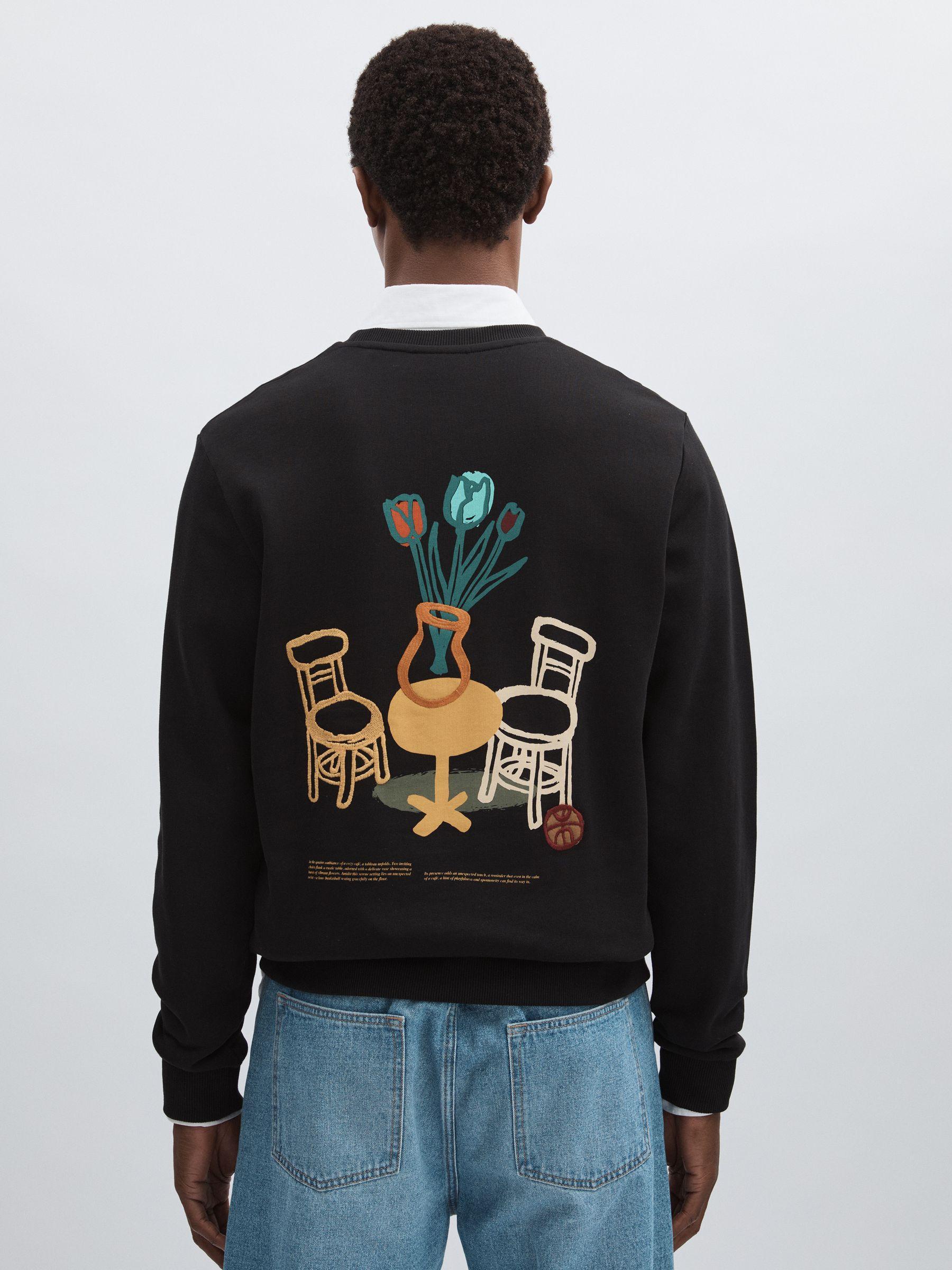 Les Deux Cotton Café Sweatshirt in Black Print Product Image