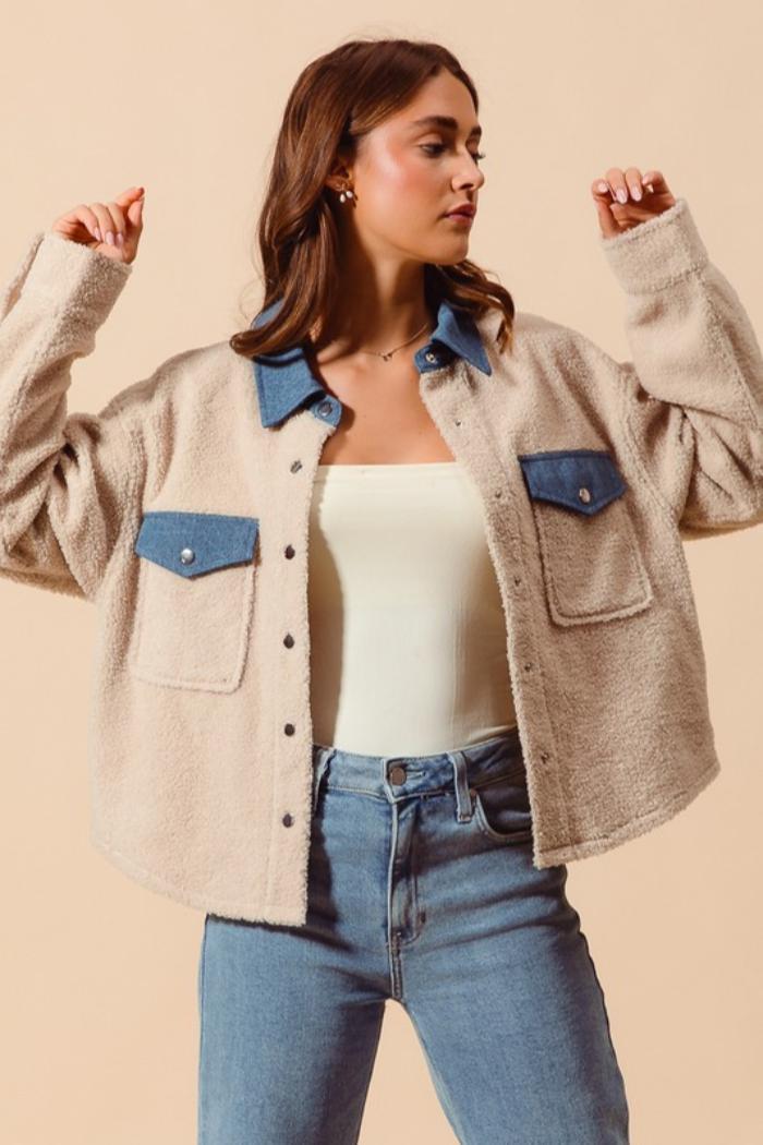 Sherpa and Denim Jacket Product Image