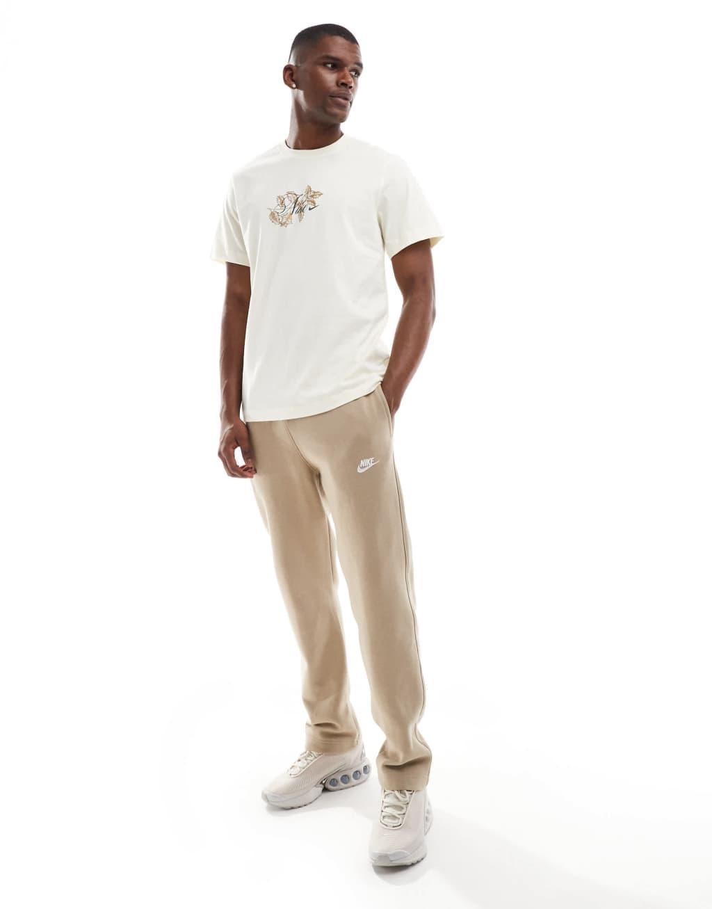 Nike Club open hem sweatpants in khaki Product Image