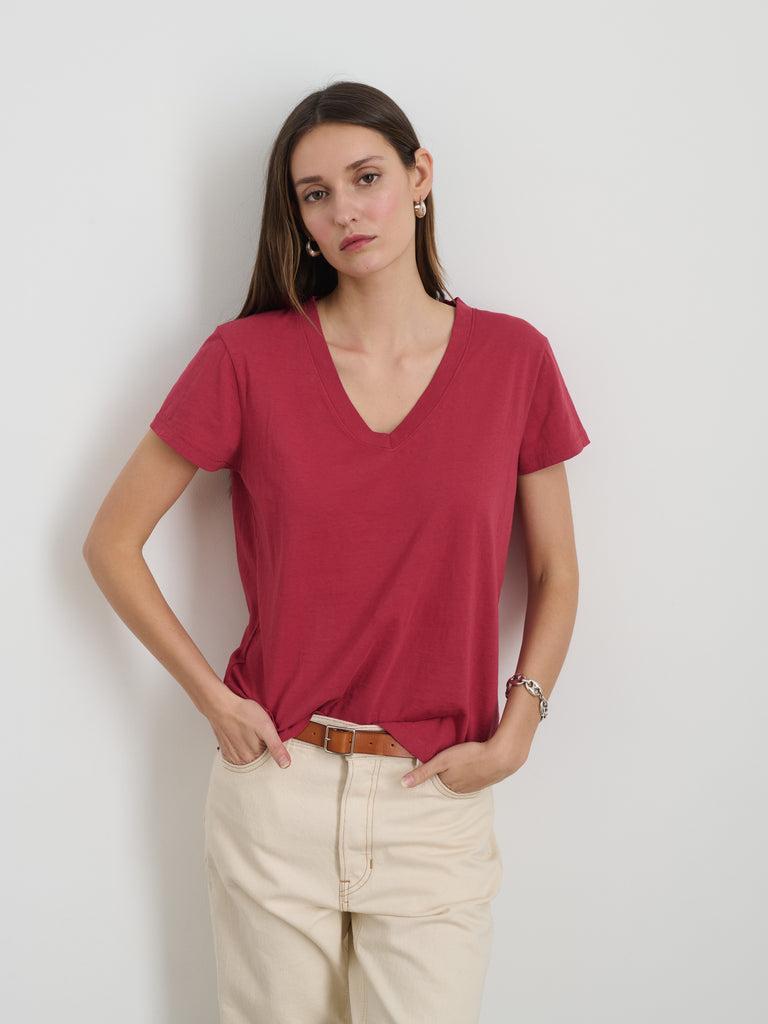 Elliott V Neck Tee in Cotton Product Image