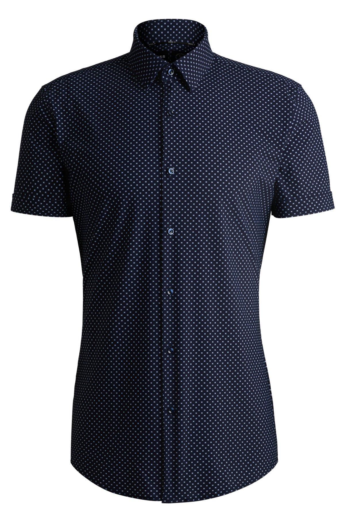Slim-fit shirt in printed performance-stretch jersey Product Image