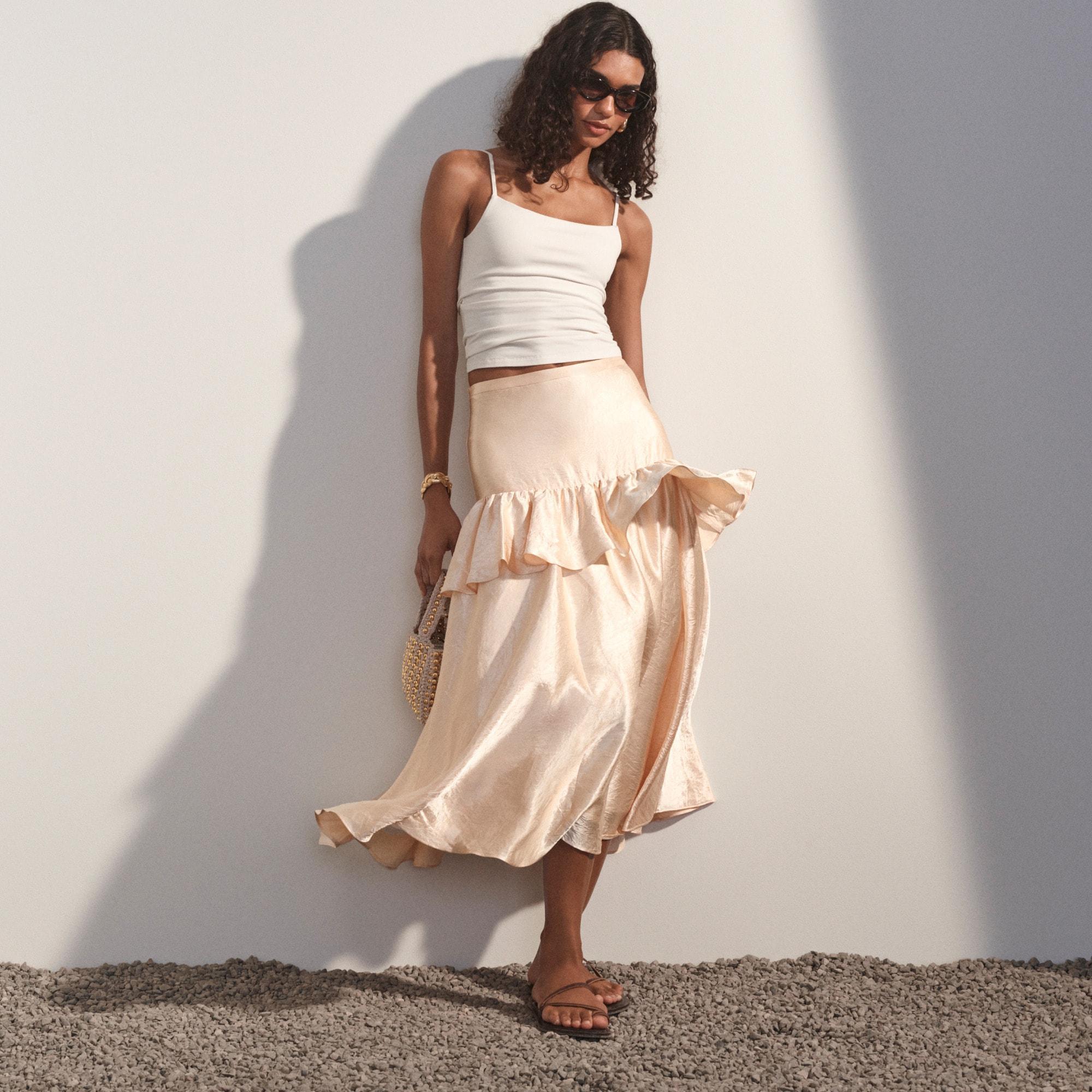 Collection ruffle-tier midi skirt Product Image