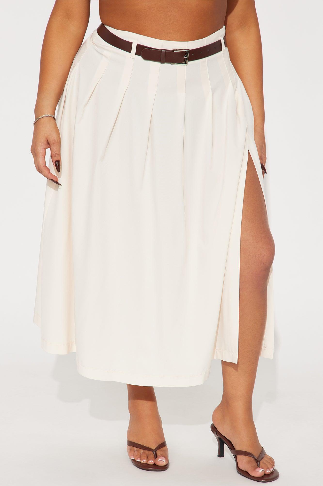 Tory Pleated Midi Skirt - Ivory Product Image