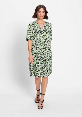 Olsen Womens Elbow Sleeve Leaf Print Dress Product Image