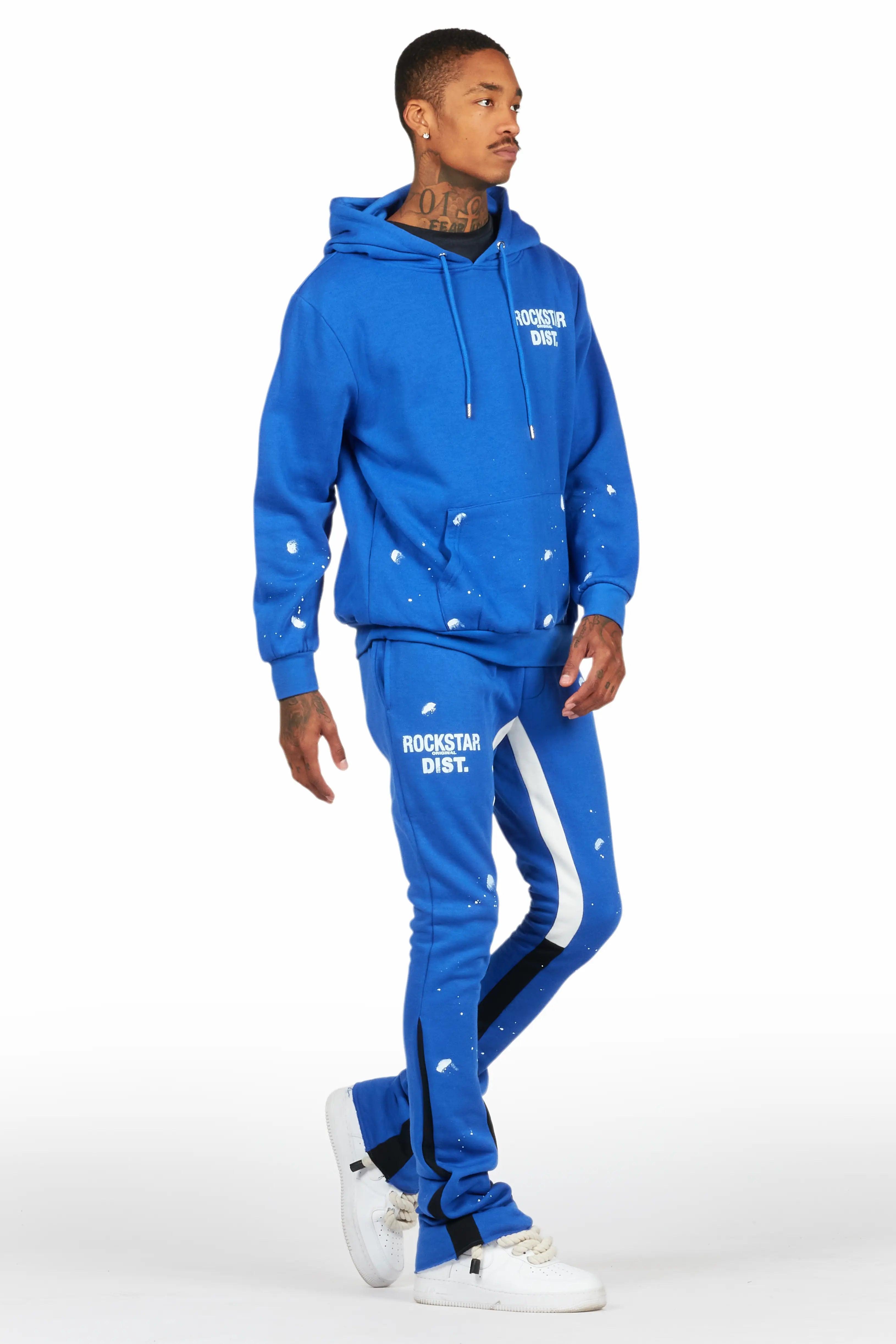 Raffer Royal Blue Hoodie/Stacked Flare Pant Set Male Product Image