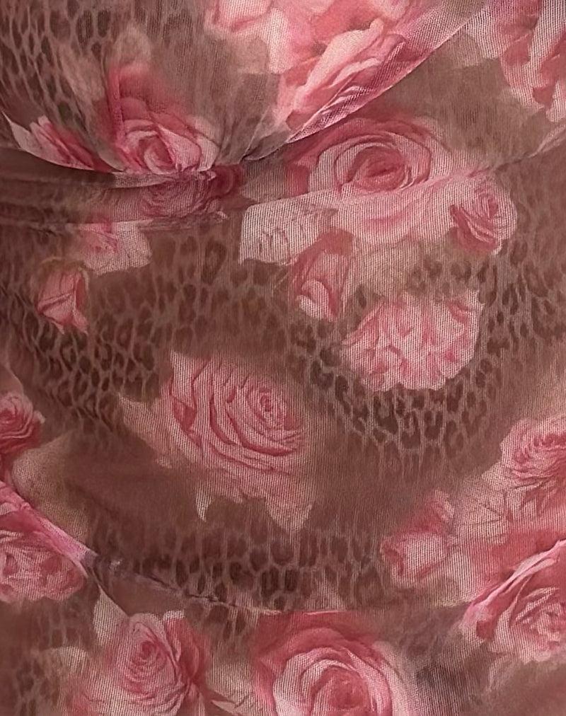 Janari Cami Top in Mesh Rose Leopard Female Product Image