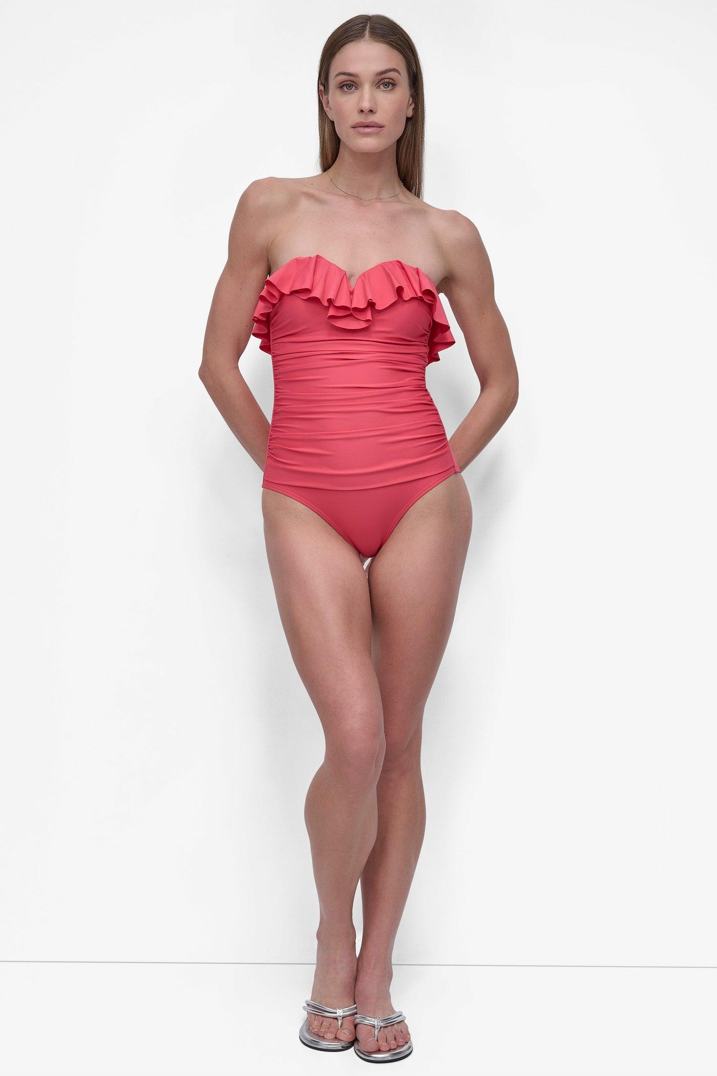 RUFFLED PINUP BANDEAU ONE PIECE Product Image