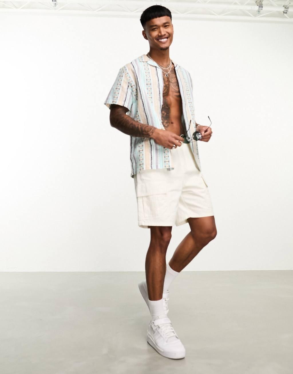 ASOS DESIGN relaxed camp collar linen mix shirt Product Image