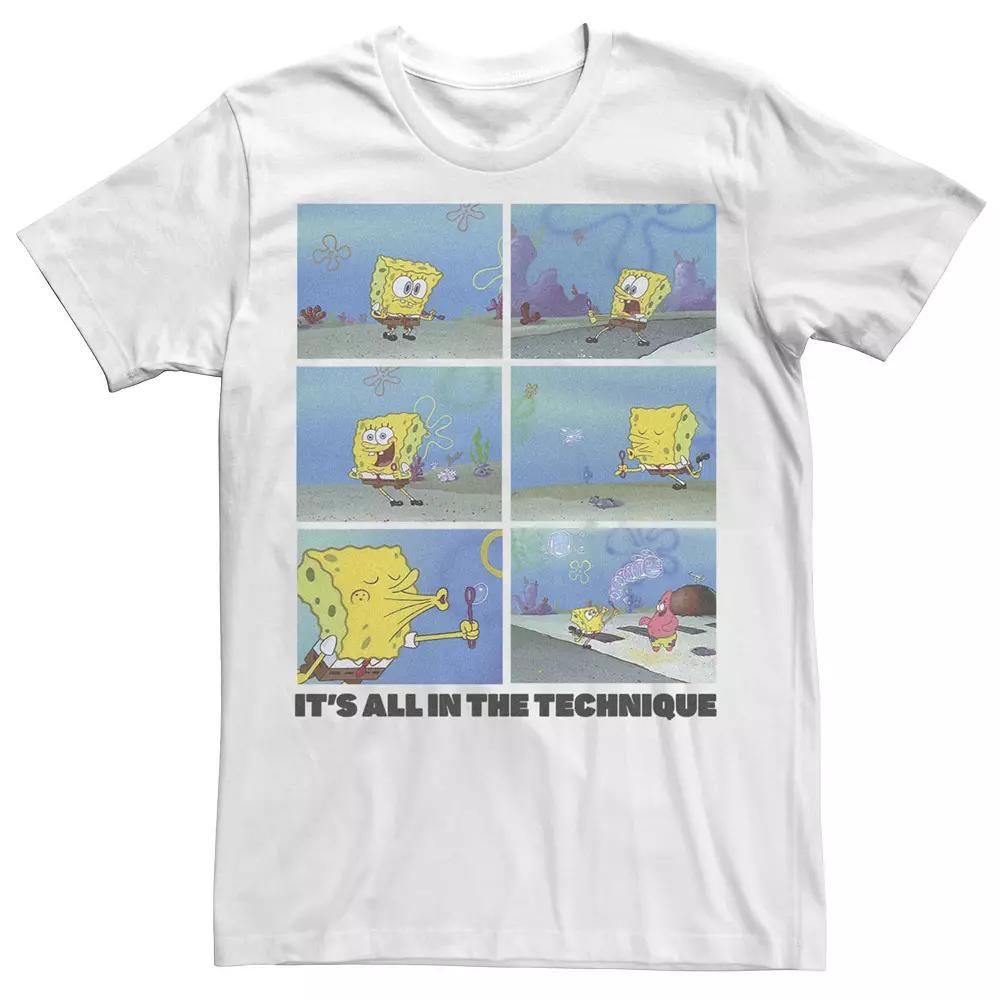 Men's SpongeBob SquarePants SpongeBob Bubble Technique Grid Tee, Size: XL, White Product Image