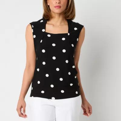 Black Label by Evan-Picone Womens Square Neck Sleeveless Blouse Product Image