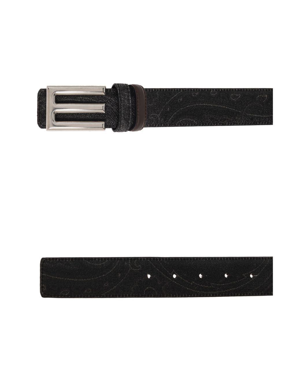 ETRO Paisley-print Leather Belt In Brown Product Image