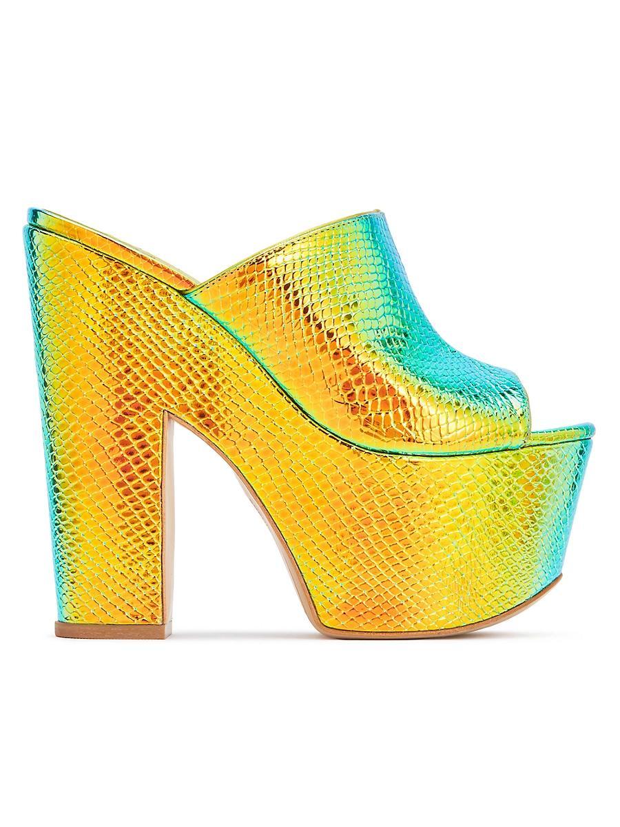 Womens Skye Metallic Snakeskin-Embossed Platforms Product Image