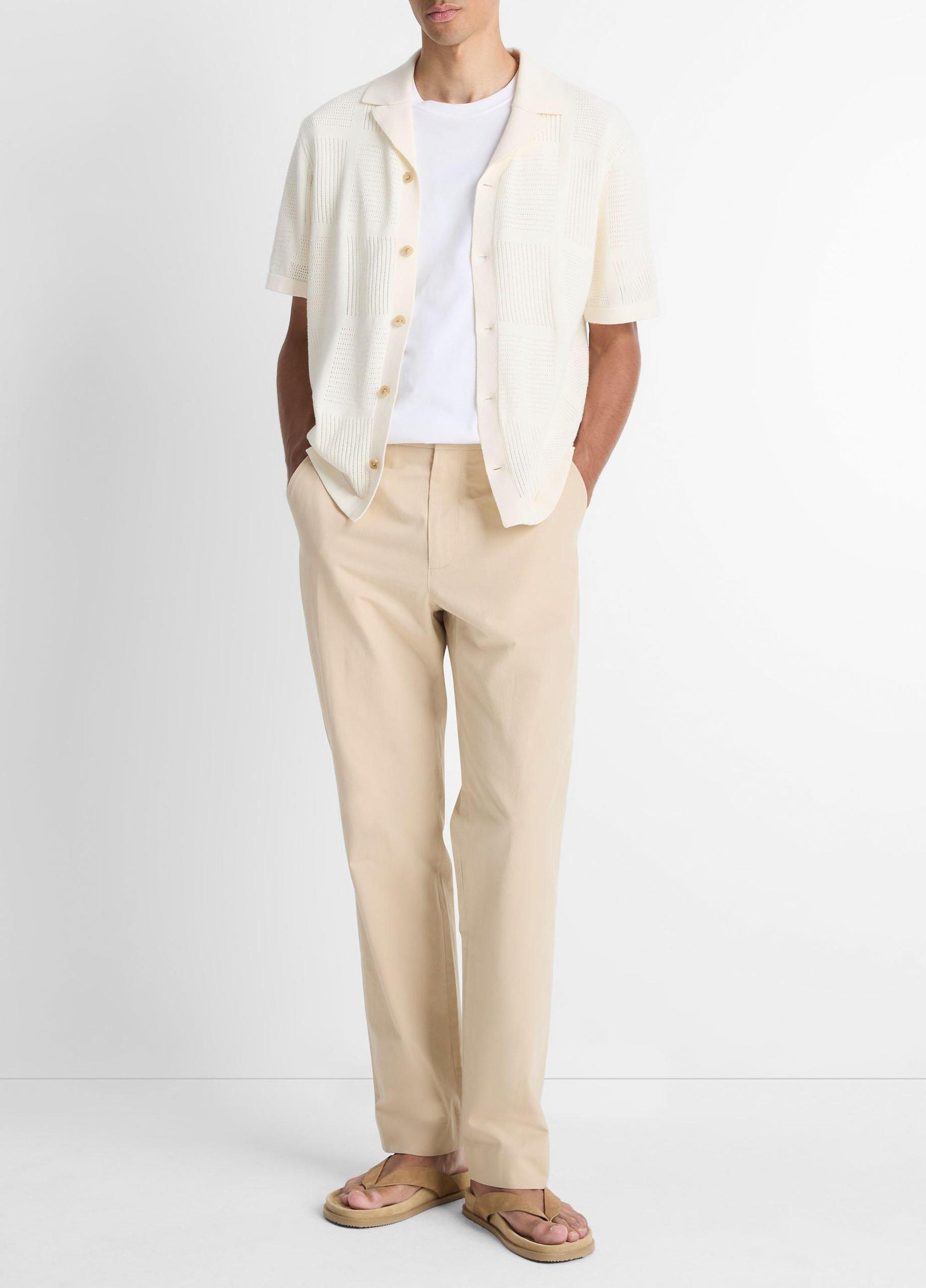 Patchwork Pointelle Short-Sleeve Shirt Product Image