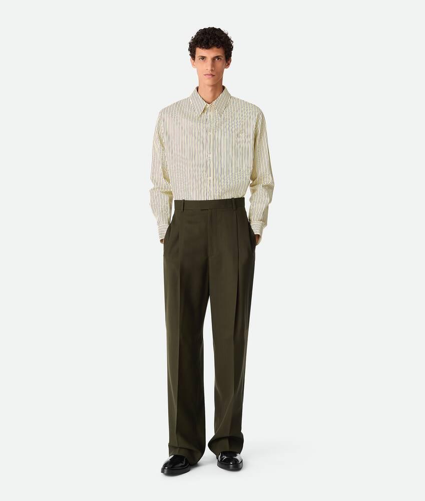 Men's Light Wool Wide Leg Trousers  in Dark forest Product Image