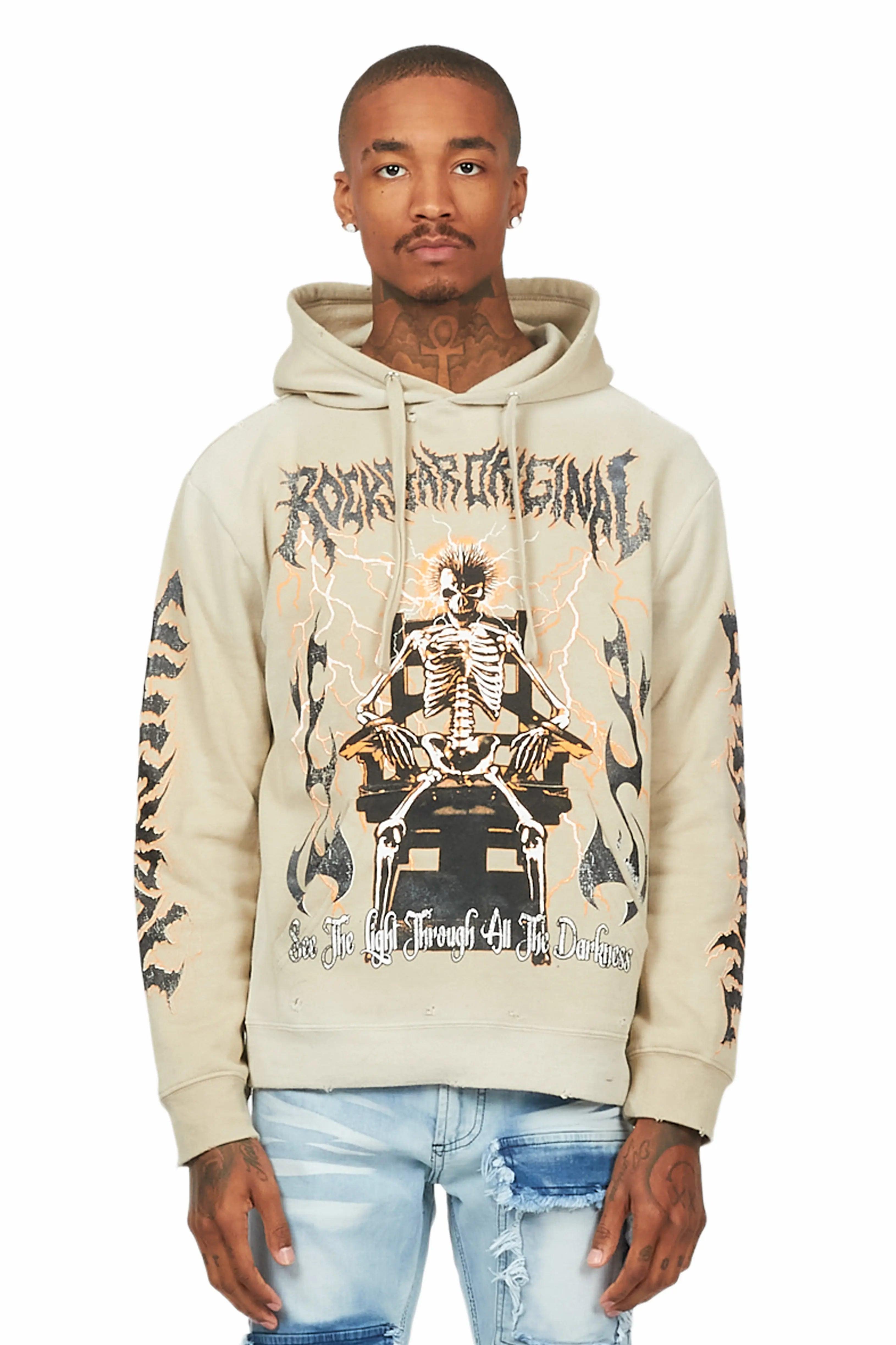 Deathrow Beige Graphic Hoodie Male Product Image