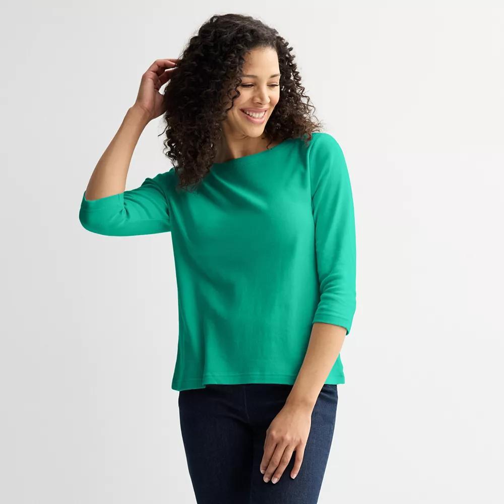 Petite Croft & Barrow® Boatneck Top, Women's, Size: XXL Petite, Greenway Product Image