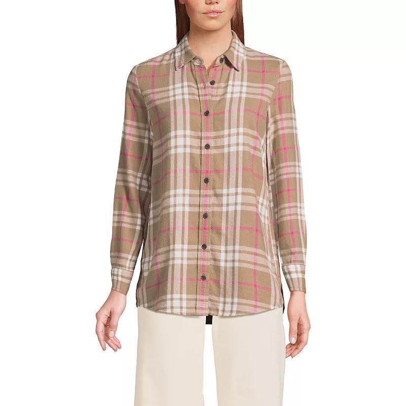 Womens Lands End Flannel Boyfriend Shirt Product Image