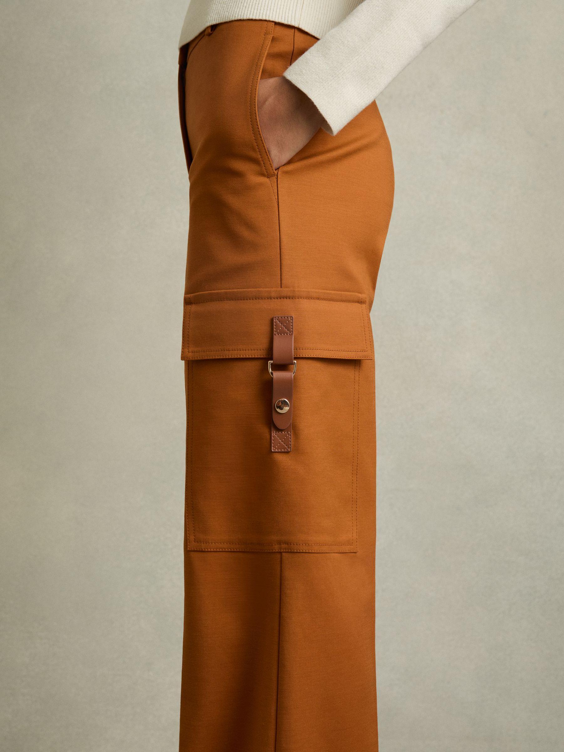 Wide-Leg Combat Trousers With Cotton in Rust Product Image