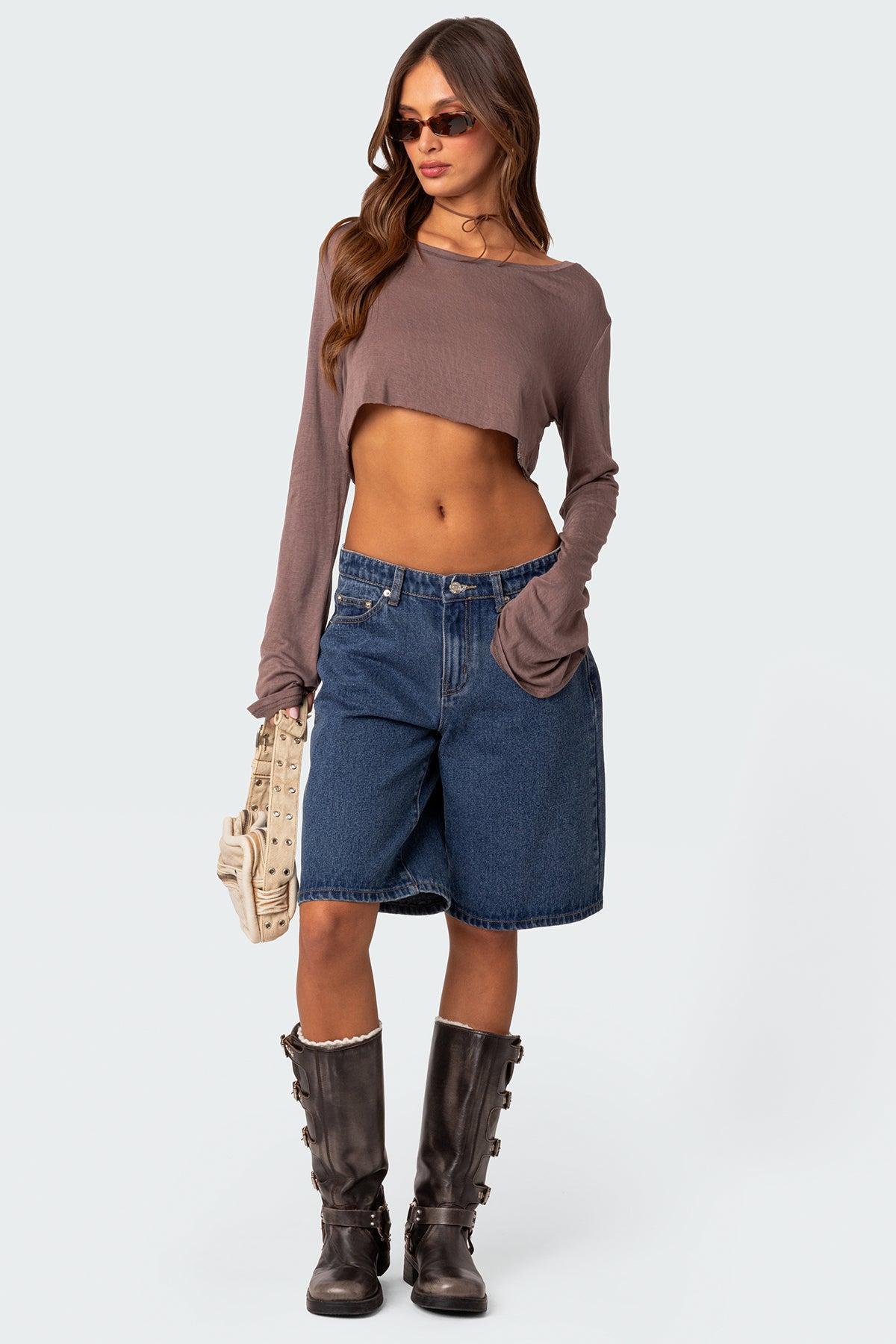 Sheer Raw Hem Crop Top Product Image