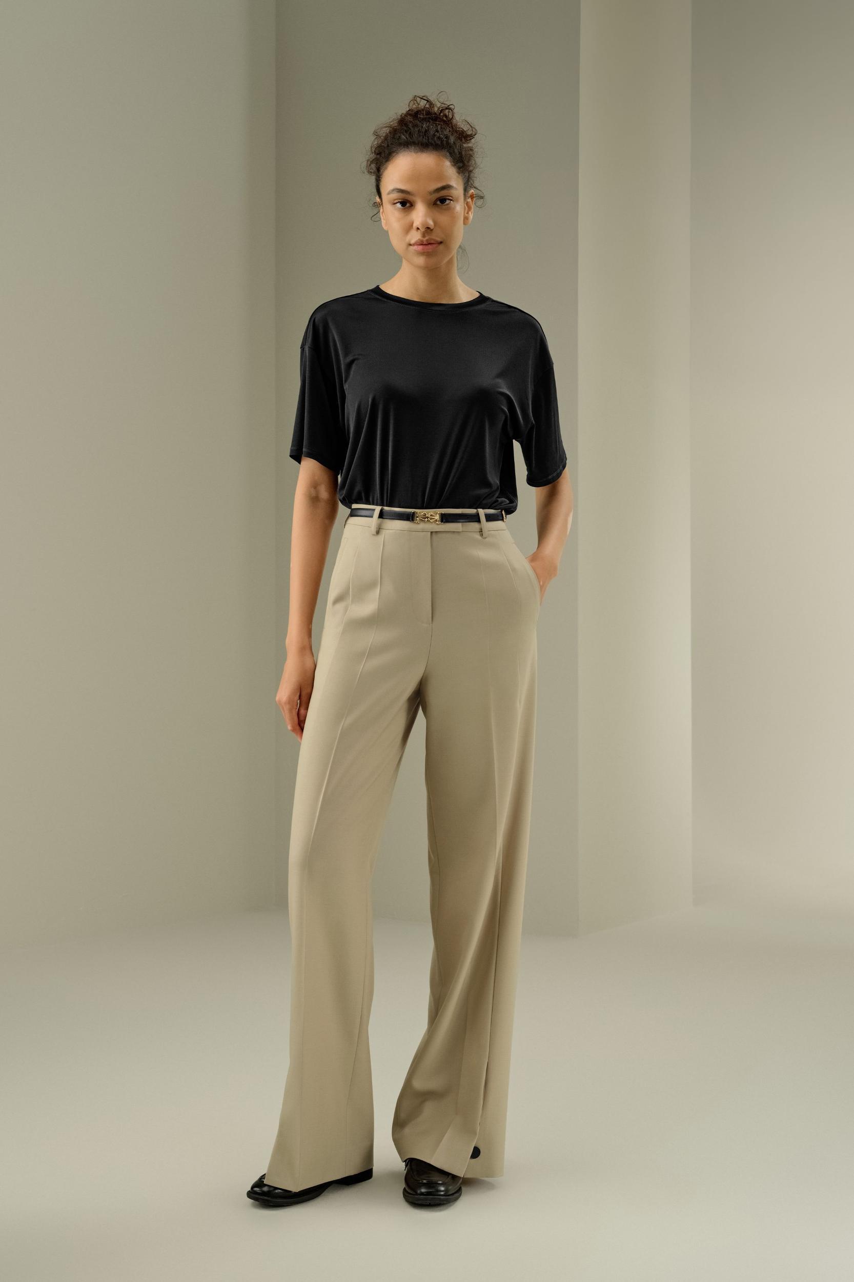 LILYSILK Women'S Wool Slacks - Black Wool Silk Blend - Ultimate Luxury Machine Washable Trousers 16 Product Image