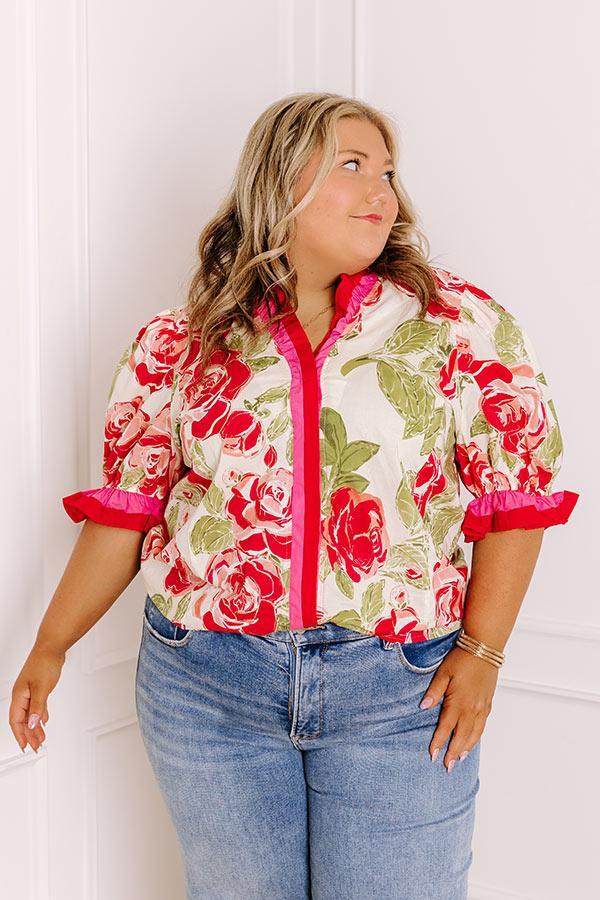 Botanical Garden Stroll Ruffle Top Curves Product Image