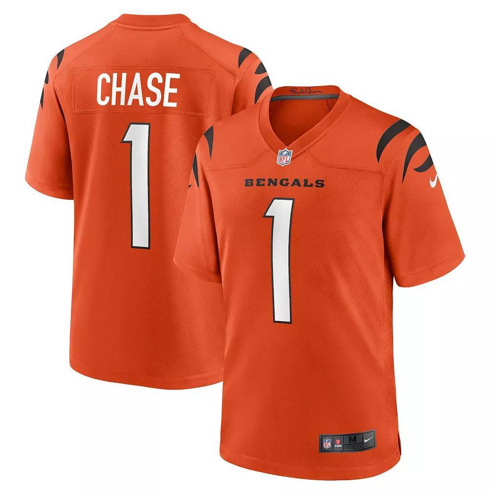 Men's Nike Ja'Marr Chase Orange Cincinnati Bengals Alternate Game Jersey,  Product Image