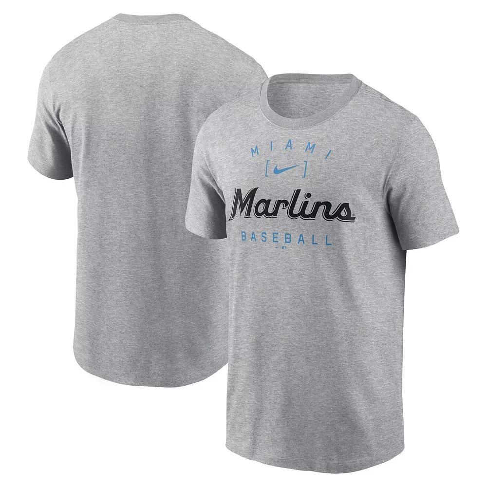 Men's Nike Heather Gray Miami Marlins Home Team Athletic Arch T-Shirt,  Product Image
