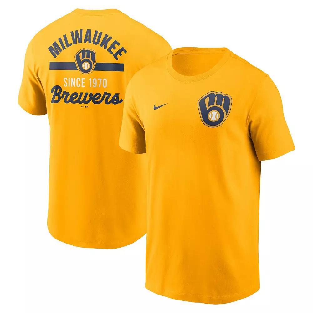 Men's Nike Gold Milwaukee Brewers 2-Hit T-Shirt,  Product Image