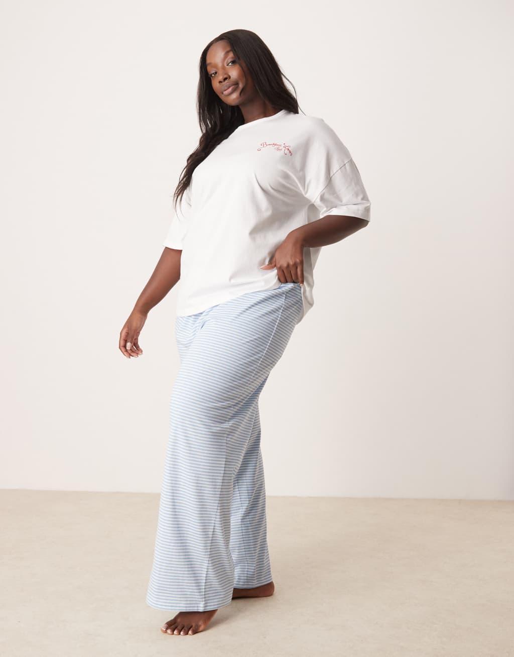 ASOS DESIGN Curve oversize tee & wide leg pants in breakfast lovers print Product Image