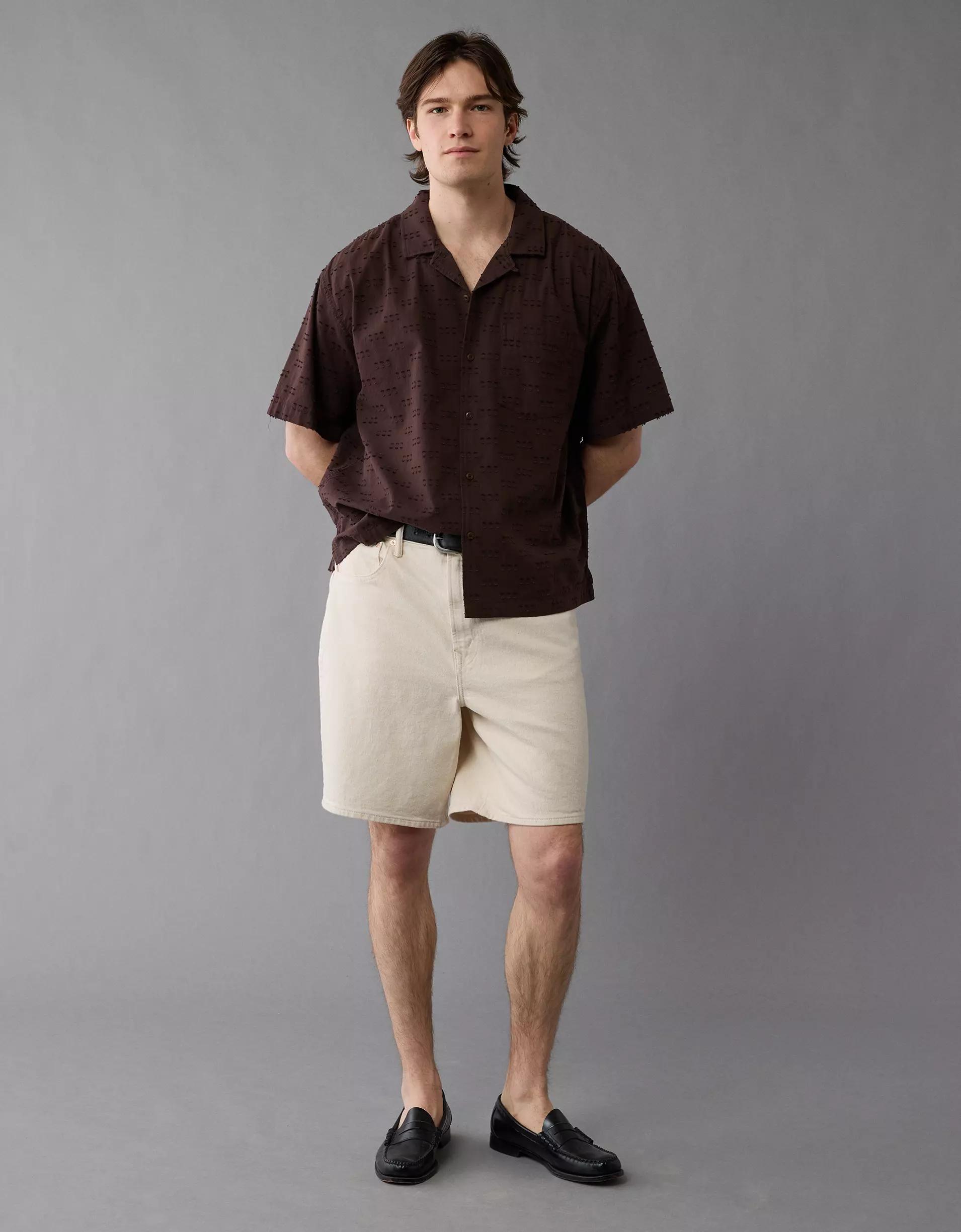 AE Poolside Textured Checkerboard Button-Up Shirt Product Image