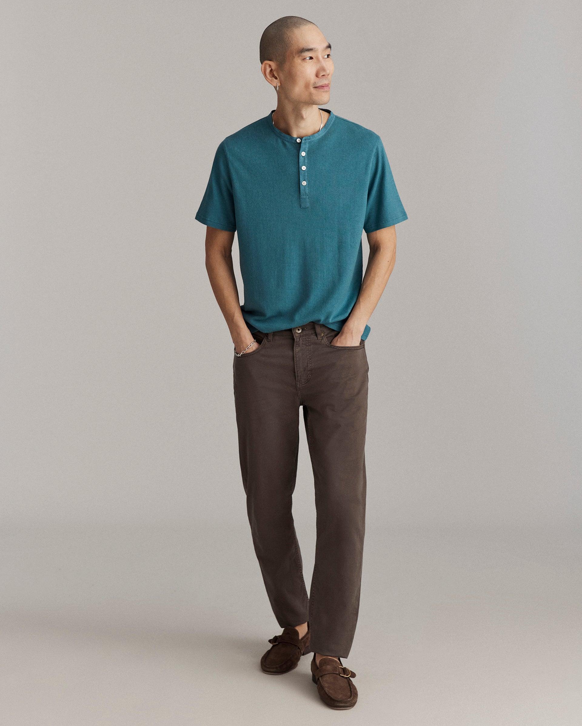 Short Sleeve Hemp Cotton Henley -  Product Image