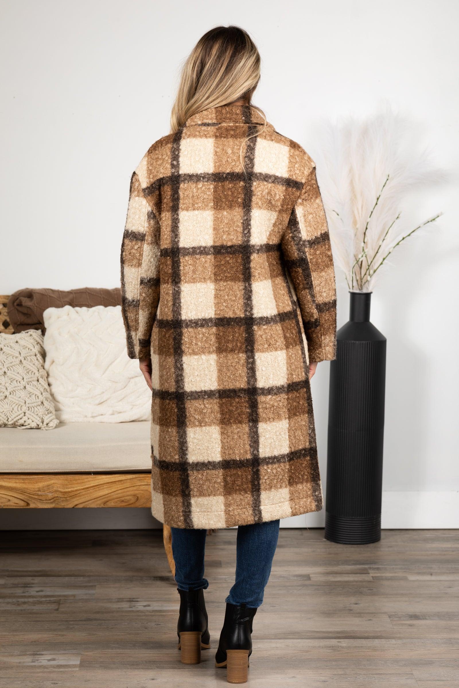 Oversized Plaid Soft Fuzzy Button Down Coat Product Image