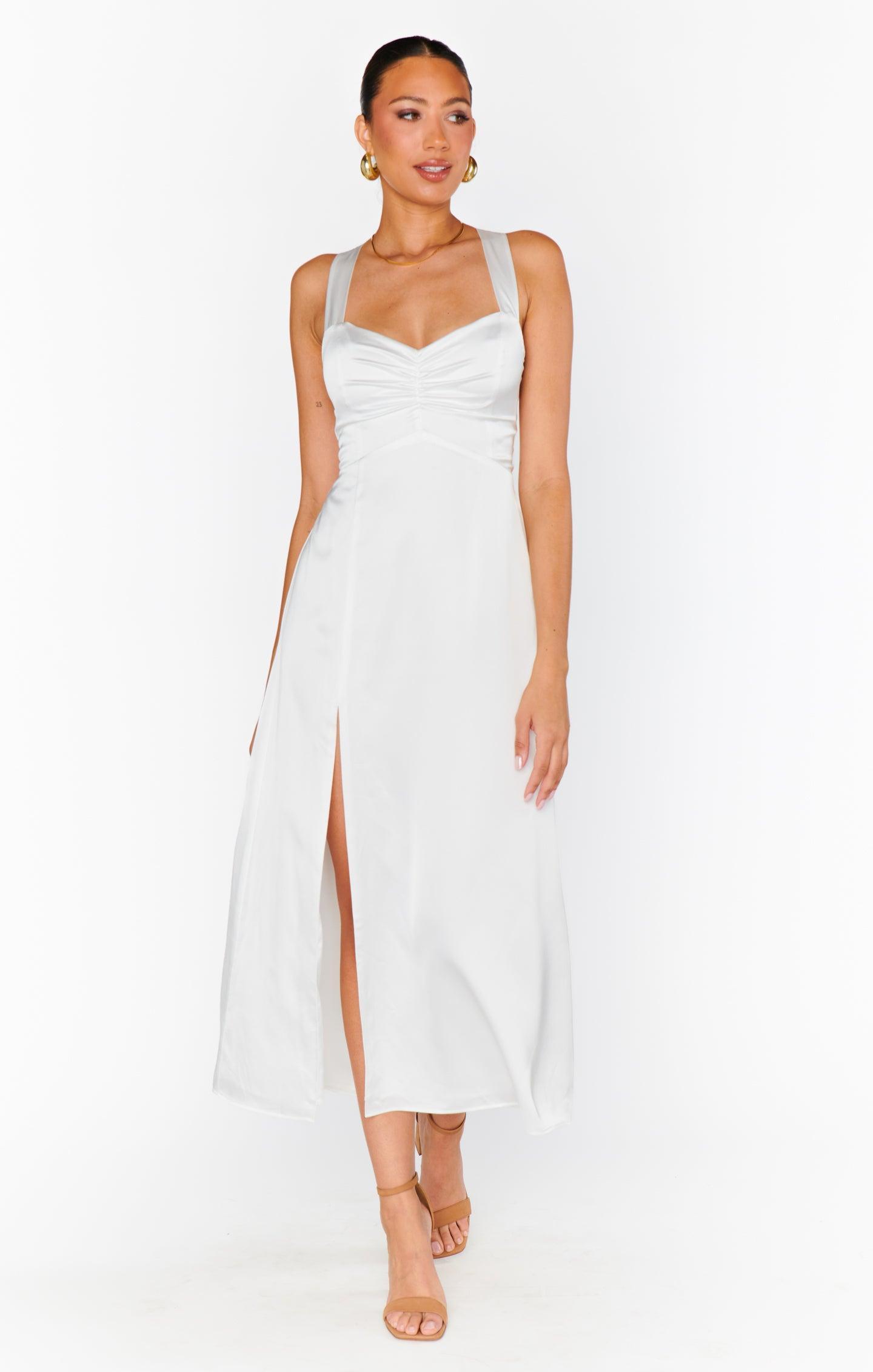 Mina Midi Dress ~ Ivory Luxe Satin Product Image