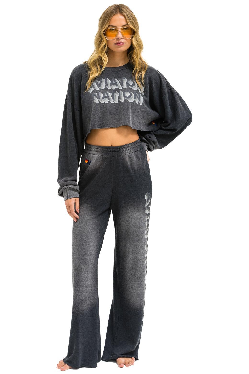 AN 3D WIDE LEG POCKET SWEATPANTS - FADED SMOKE Female Product Image