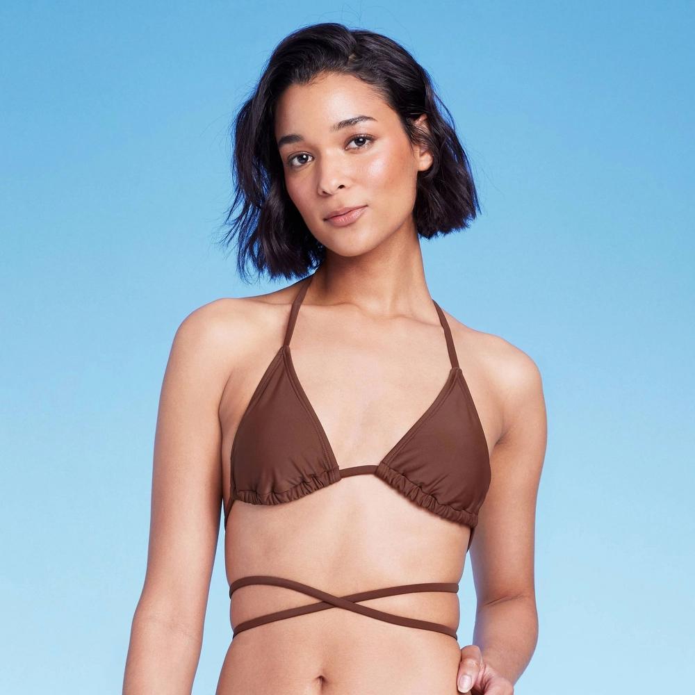 Women's Triangle Wrap Bikini Top - Wild Fable™ Brown XS Product Image